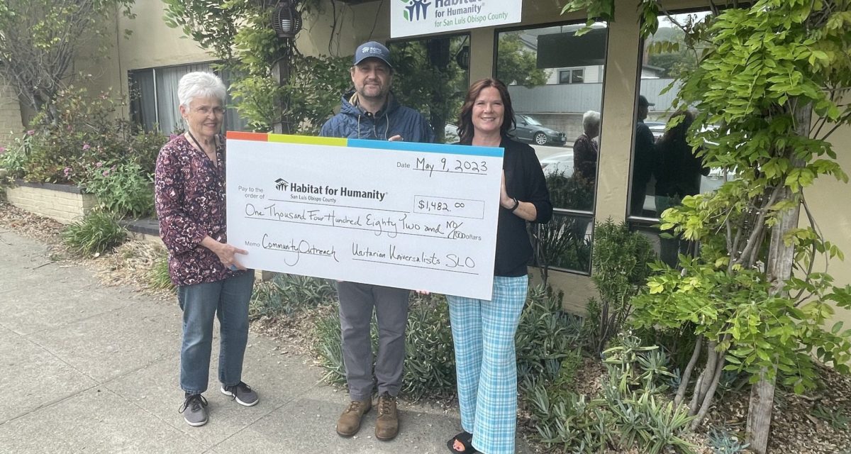 Habitat for Humanity SLO County receives donation from Unitarian Universalists SLO