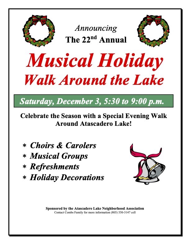 2022 22nd Holiday Walk Around the Lake Dec 3 Walk Annual Ad flyer with bell