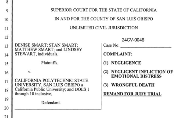 Kristin Smart’s family files lawsuit against Cal Poly 