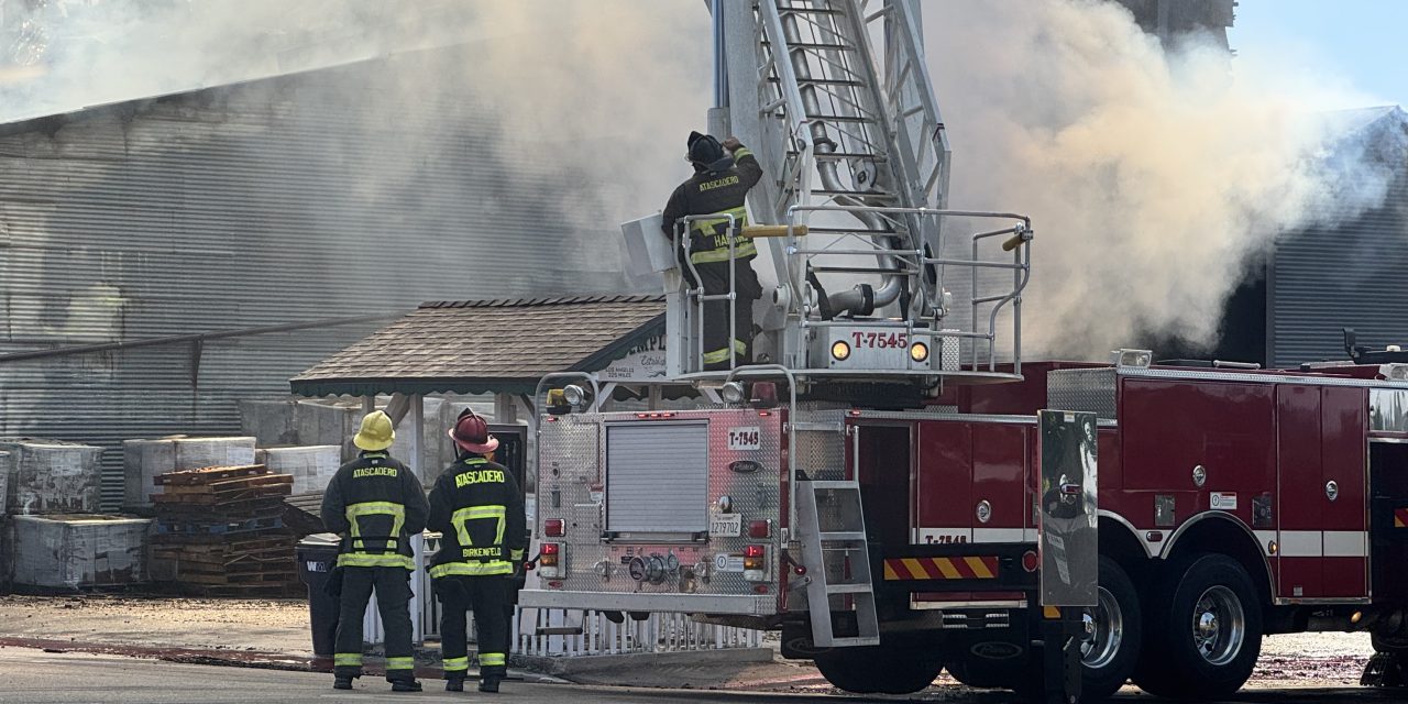 UPDATE: Fire continues to smolder and burn at beloved Templeton Feed and Grain Saturday morning