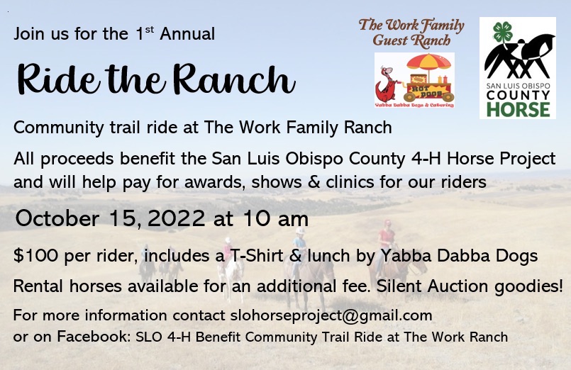 Community Trail Ride to Benefit the SLO County 4-H Horse Project