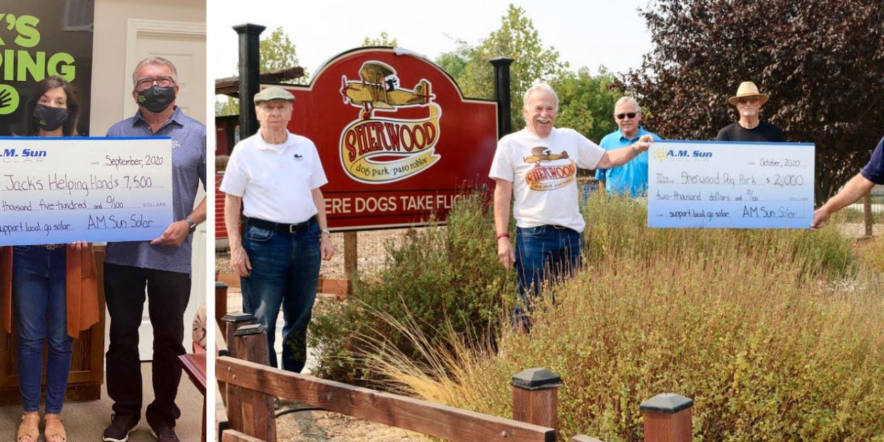 A.M. Sun Solar donates $9,500 to Jack’s Helping Hand and Sherwood Dog Park