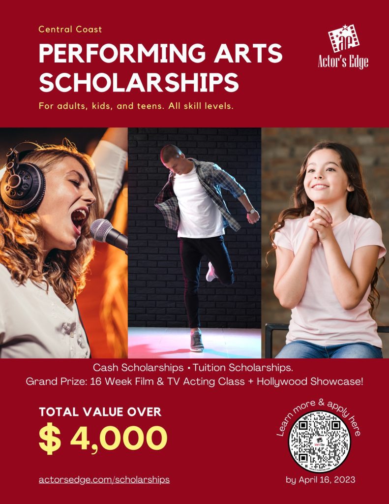 Actors Edge Central Coast Performing Arts Scholarships 2023 digital flyer