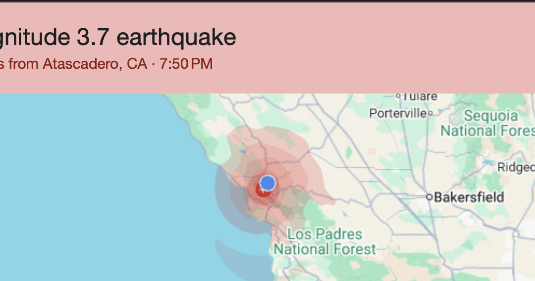 3.7-Magnitude Earthquake Strikes Near Atascadero