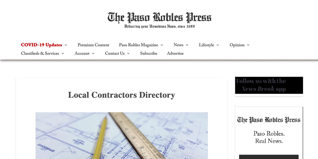 Atascadero News Contractors Directory Goes Digital