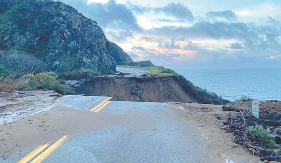 Section of Highway 1 Washes Out at Rat Creek on Big Sur Coast