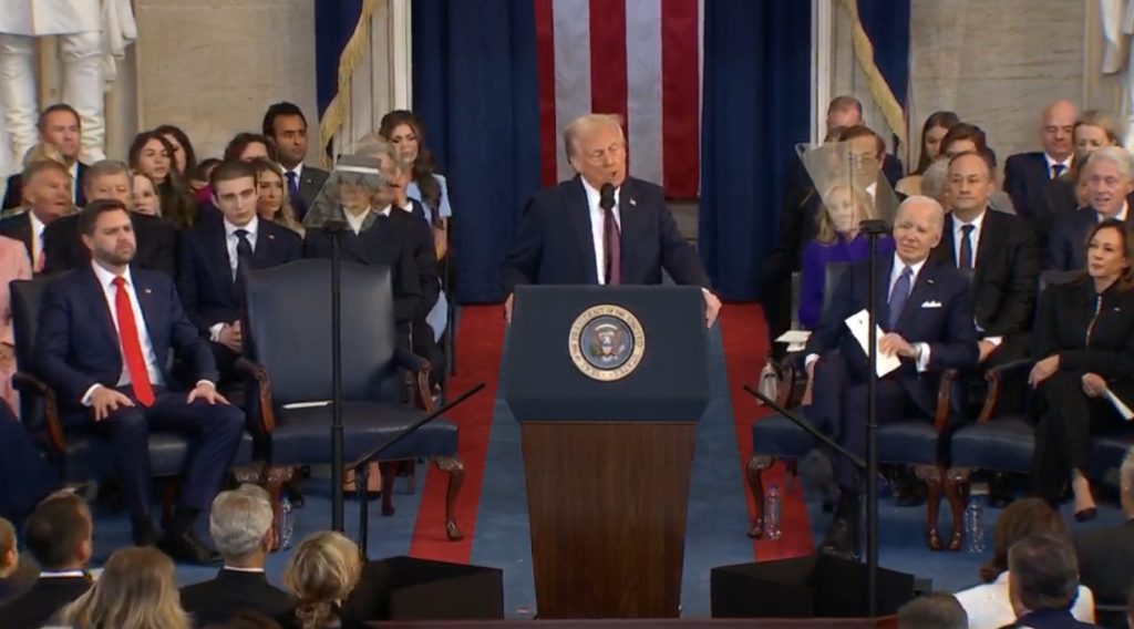 Trump Inaugural Speech Sceenshot