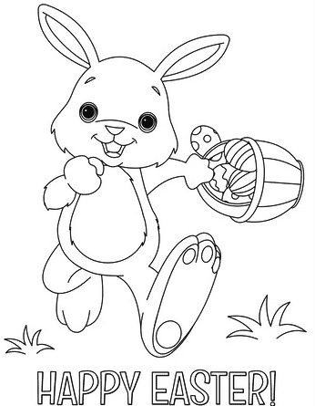easter coloring pages cute bunny with basket